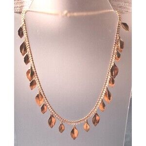 Vintage Trifari Leaf Fringe Necklace Gold Tone Charms